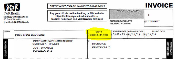 Photo of Visit Number location